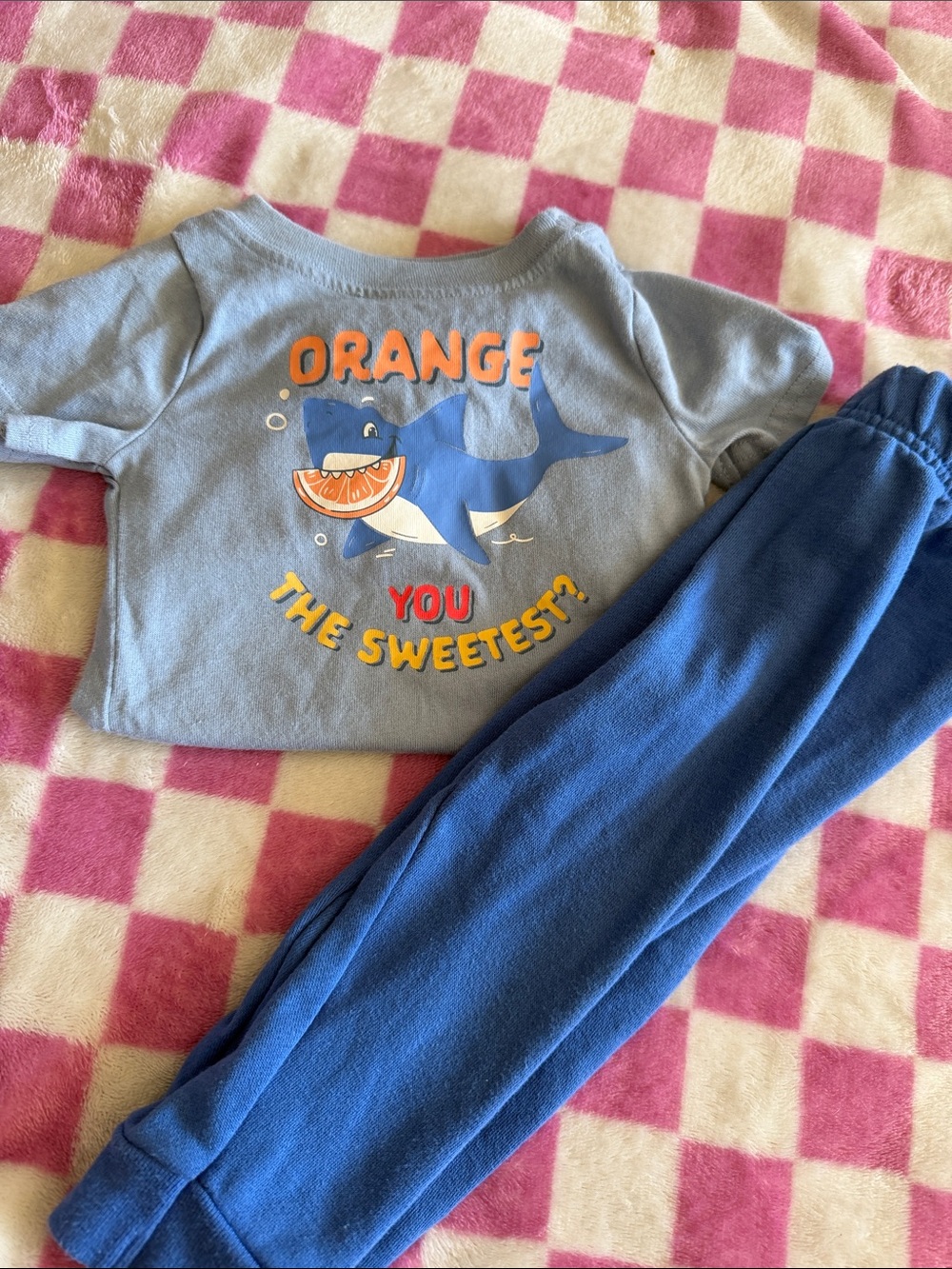 Blue Shark Graphic Baby Pajama Set - "Orange You The Sweetest?"